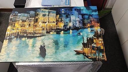 Inephos Cotton and Wood Night Venice Framed Painting, Multicolour ...