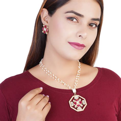 Buy Polki Collection Pearl Gold-Plated Necklace set Online – Estele