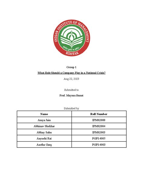 Group 1 WAC Report - Group 1 What Role Should a Company Play in a ...