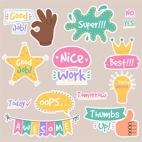 Job and great job groovy stickers pack. Set of reward stickers for ...