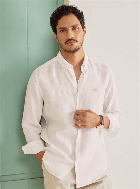 Buy Porcelain Linen Shirt | Casual White Solid Shirt for Men Online ...