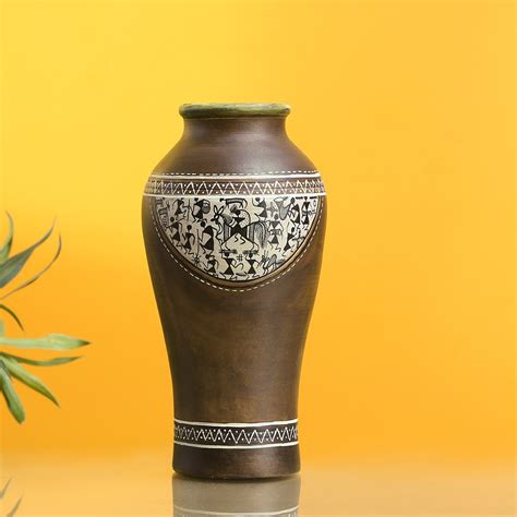 Buy ExclusiveLane an Earthen Vessel Urn Shaped Warli Hand Painted ...