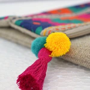 Buy Boho Pouch, Linen Bag, Kilim Pattern, Moroccan, Foldover Clutch ...