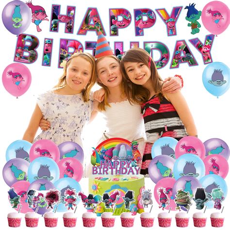 Cmdxbd Party Supplies Trolls Cake Topper Trolls Birthday Decorations ...