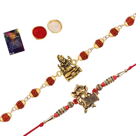 Buy PAOLA Jewels Rakhi Rudraksh Shiv Ji With Classic Look GANESH JI ...