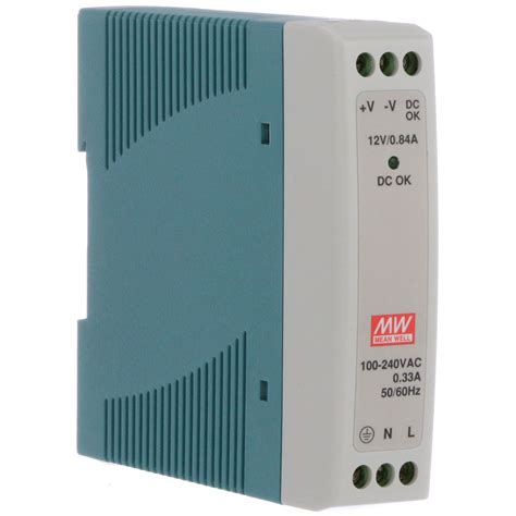 MEAN WELL - MDR-10-12 - Power Supply,AC-DC,12V,0.84A,100-264V In ...