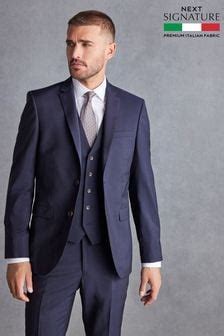 Navy Blue Slim Signature Tollegno Italian Wool Suit Jacket (632624 ...