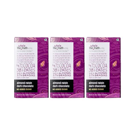 The Whole Truth Dark Chocolate - Almond Raisin | Pack Of 3 X 80 Gram ...
