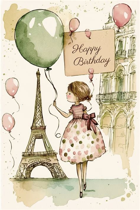 Buy Paris Theme Birthday Card Printable Birthday Card Lovely Birthday ...