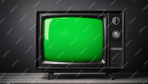 A vintage black green screen television from the 1980s 1990s and 2000s ...