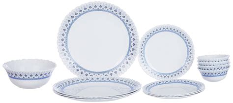Larah by Borosil Ocean Fluted Series Opalware Dinner Set | 13 Pieces ...