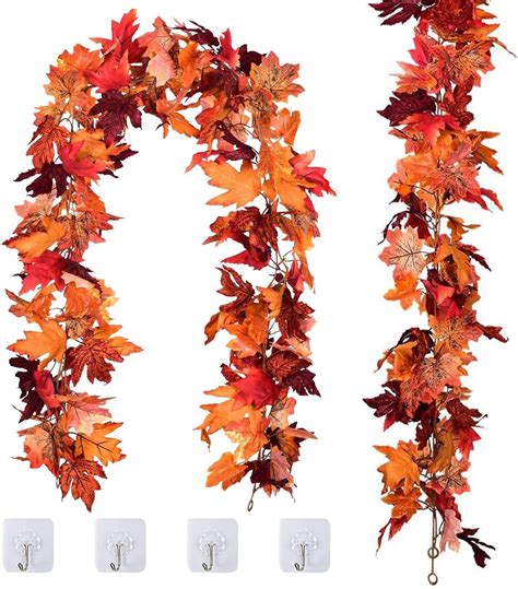 Amazon.com: Fall Decor Maple Leaf Garland - 2 Pack 11.4 Ft Fall Garland ...