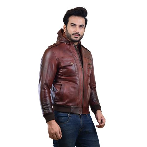 MENS LEATHER HOODED JACKET 410144(2 TONE) – SREELEATHERS
