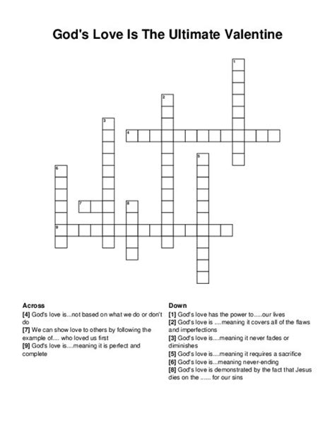 God's Love Is The Ultimate Valentine Crossword Puzzle