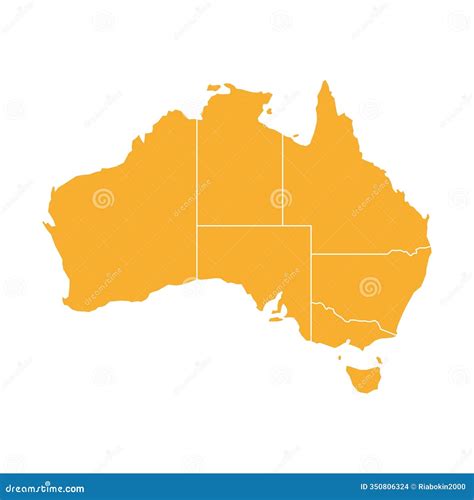 Orange Map of Australia with States and Territories Stock Illustration - Illustration of line ...