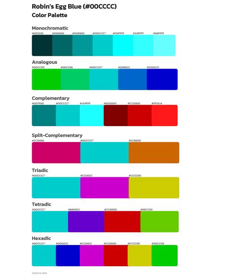 Robin's Egg Blue color palettes - colorxs.com