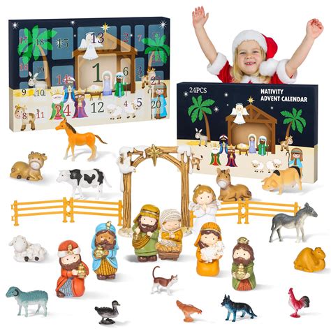 Buy Nativity Advent 2023 for Kids, 24pcs Nativity Set, Christmas Advent ...
