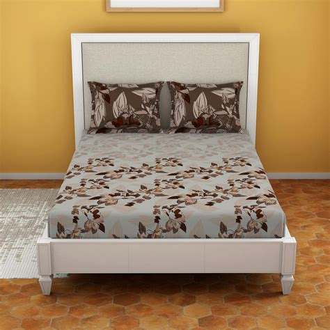 Buy SPACES Essentials Cotton 144TC Printed 3Pcs Super King Bedsheet Set ...