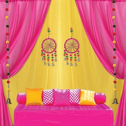Party Propz Pink and Yellow Backdrop For Decoration with Pom Pom ...
