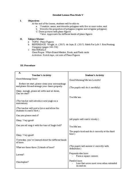Detailed Lesson Plan Sample 的图像结果