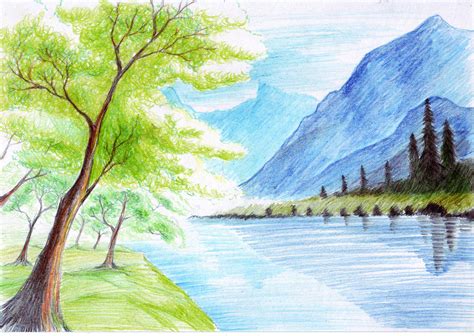 Colour Pencil Drawing Landscape Easy