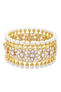 Buy Gold Plated Pearls, Diamonds Kundan Bangle by Zevar By Geeta Online ...