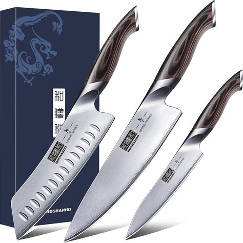 Amazon.com: HOSHANHO 3 Pieces Knife Set, Professional Japanese AUS-10 ...