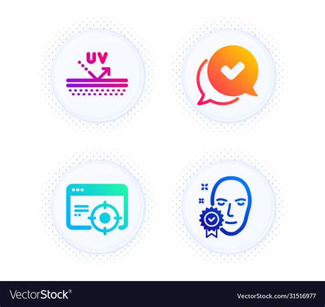 Uv protection seo targeting and approved icons Vector Image