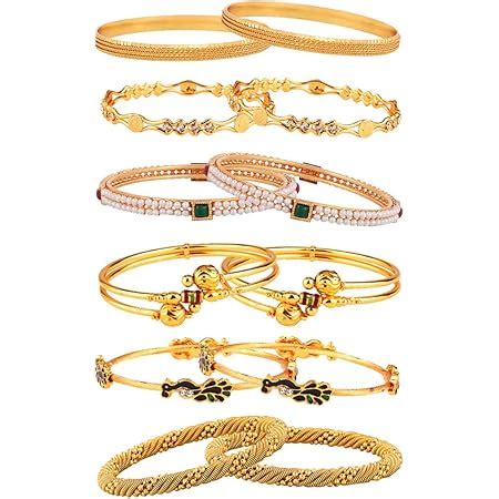 Buy ZENEME Jewellery Combo Of Designer Victoria Bangles, Pearls Bangles ...
