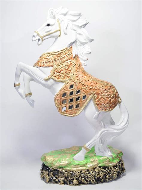 Buy GW Creations Running Horse Showpiece, 25 cm White Polyresin ...