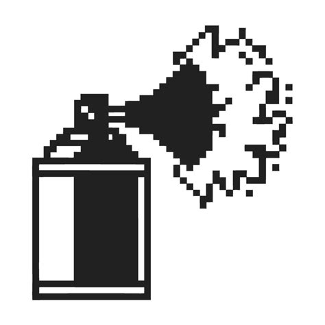 Pixel art spray paint can spraying aerosol retro black and white ...