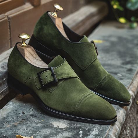 Green Leather and Suede Bernardino Monk Straps – Costoso Italiano
