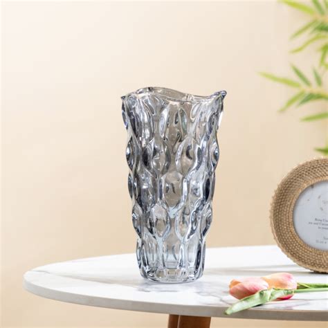Oasis Crystal Glass Vase Grey Small 9 Inch Online - Premium Vase | Nestasia