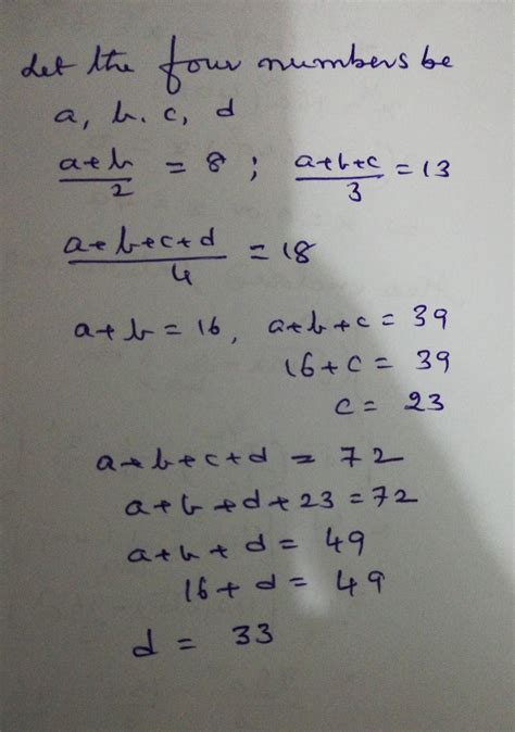 there are four numbers the mean of the first two numbers is 8 and the ...