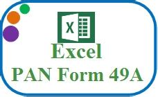 Revised New Excel Auto PAN Card Application Form 49A Mothers Name