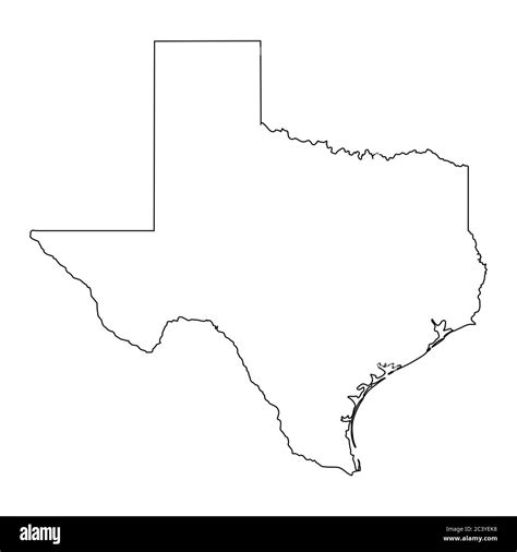 Texas TX state Map USA. Black outline map isolated on a white ...
