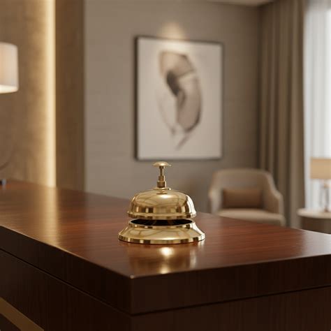 Classic Brass Hotel Reception Bell with Black Accent Band – Natriel