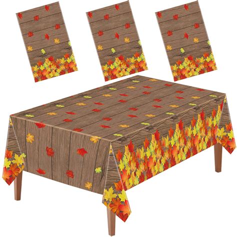 Amazon.com: BCCSNNM 3 PCS Fall Tablecloth Plastic Autumn Tablecloth ...