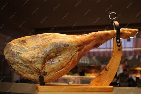 Premium Photo | Jamon serrano. spanish ham jamon - whole leg of dried ...