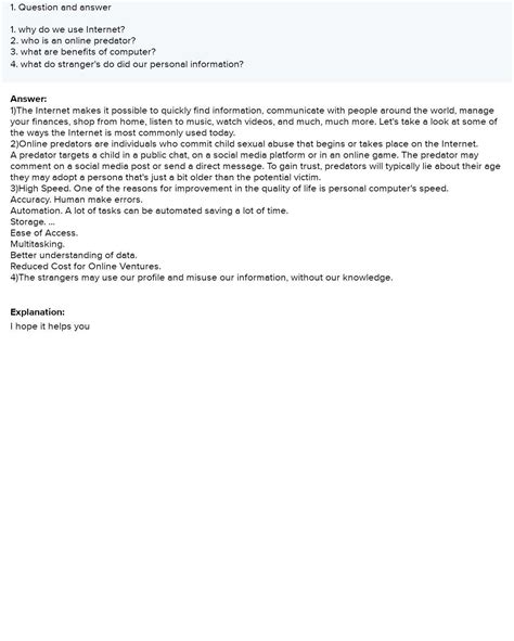 8th STD 1. Question and answer 1. why do we use Internet? 2. who ...