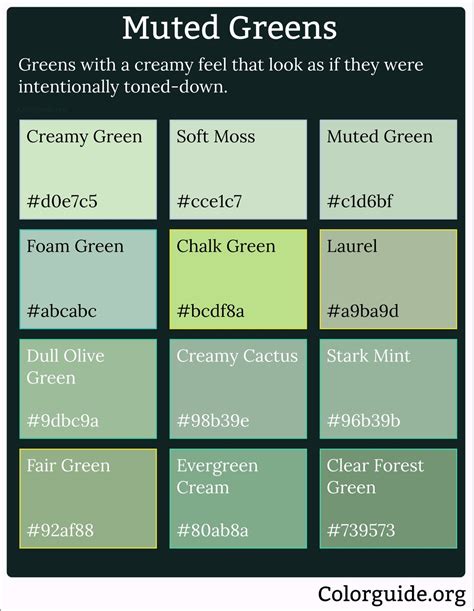 80 Neutral Green Colors - Colorguide.org