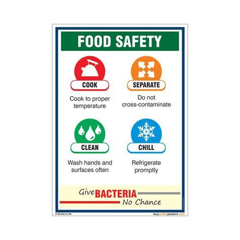 Buy buysafetys.com - Food Bacteria Safety In English PVC Sticker (A4, 8 ...