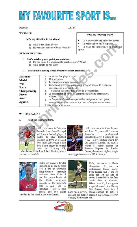My Favorite Sport Worksheet 的图像结果