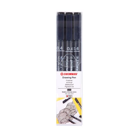 Snowman Drawing, Zentangle & Manga Pens - Black - 0.4 - Pack 3 | Art Lounge