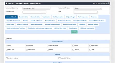 Applicant Employee Profile Report - JUNO Wiki