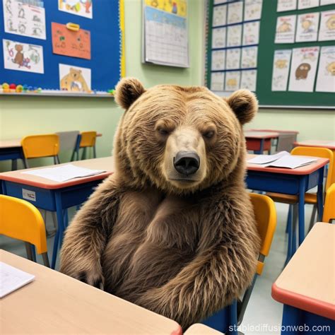 Bear Sleeping in Class | Stable Diffusion Online