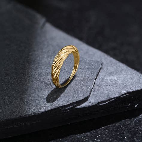 Accessorize London Women's Z Real Gold Plated Twisted Band Ring Gold-S ...