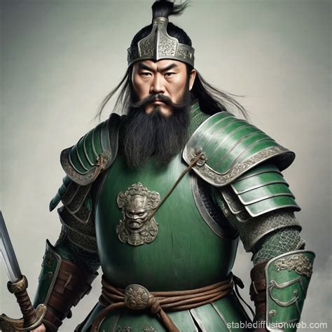China's Middle Ages Figure in Green Armor | Stable Diffusion Online