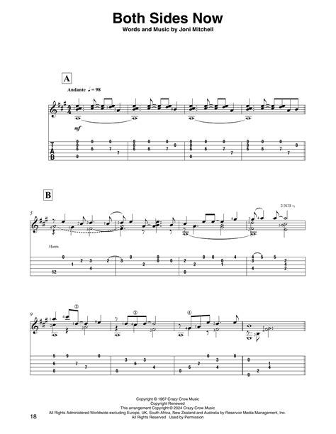 Both Sides Now (arr. David Jaggs) by Joni Mitchell - Solo Guitar ...