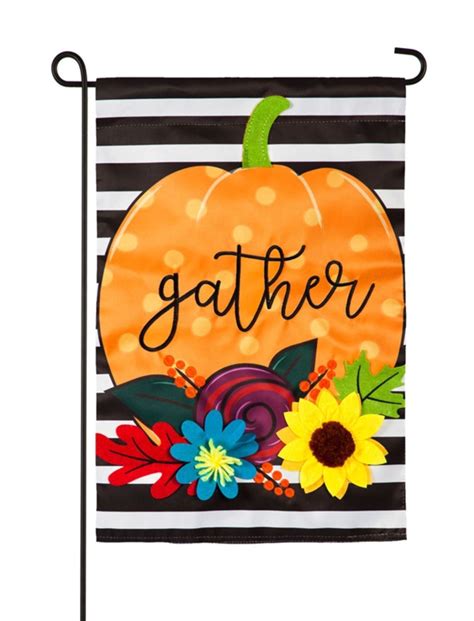 Evergreen Enterprises, Inc Striped Gather Pumpkin 2-Sided Nylon 15 x 9 ...